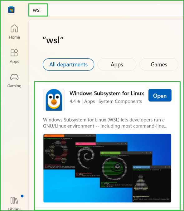 Download WSL from Microsoft Store